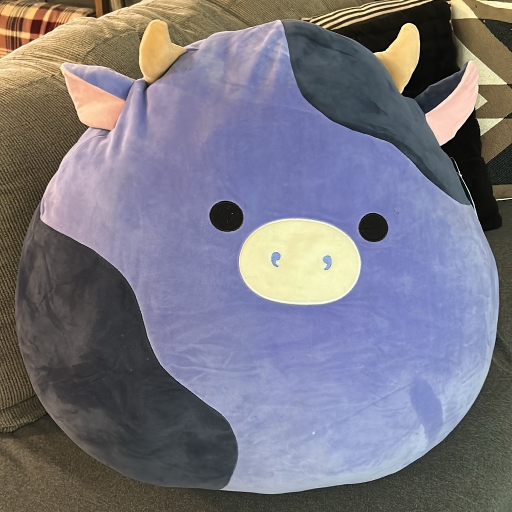 Purple and Black Cow Plush Pillow